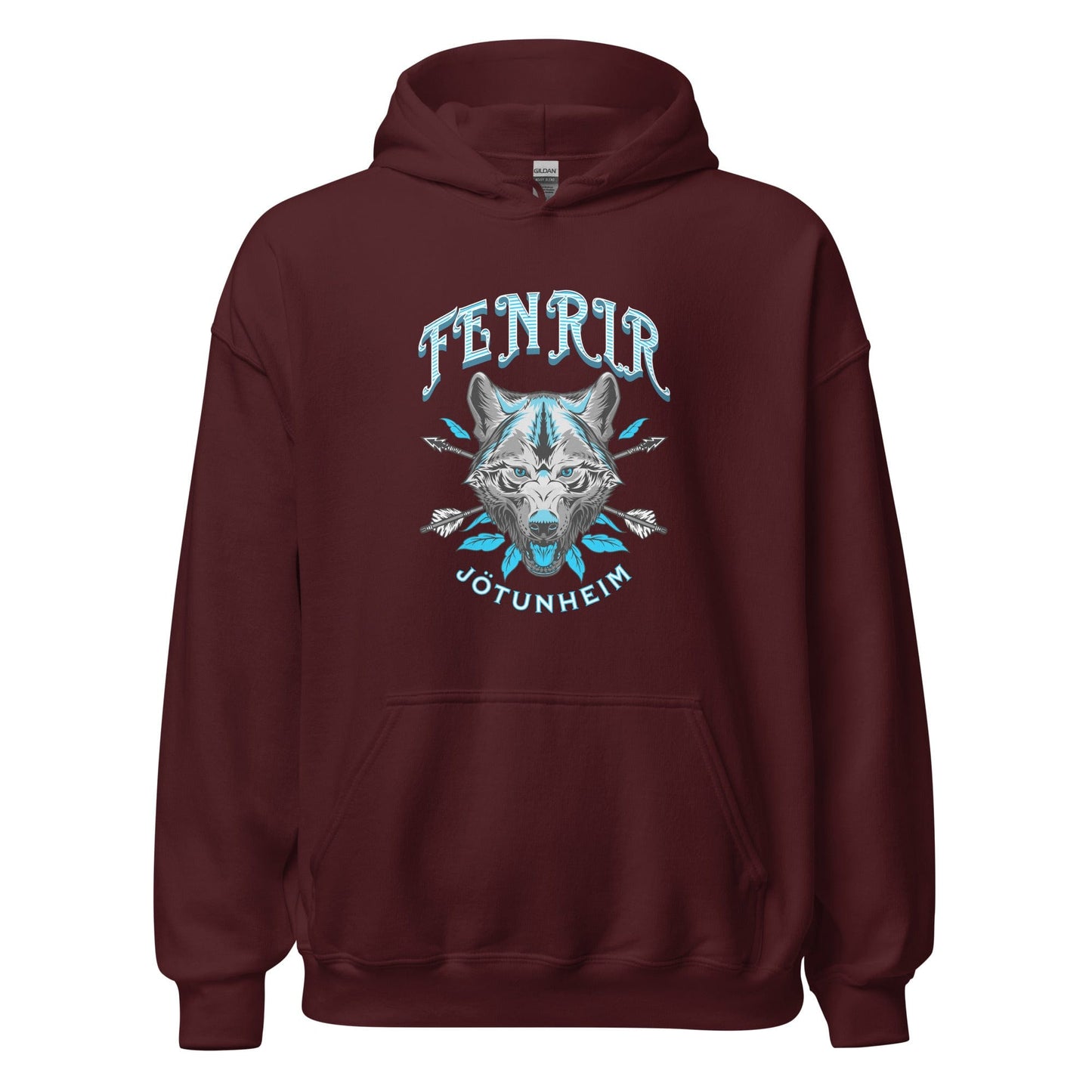 Viking Wolf Unisex Hoodie Maroon / S