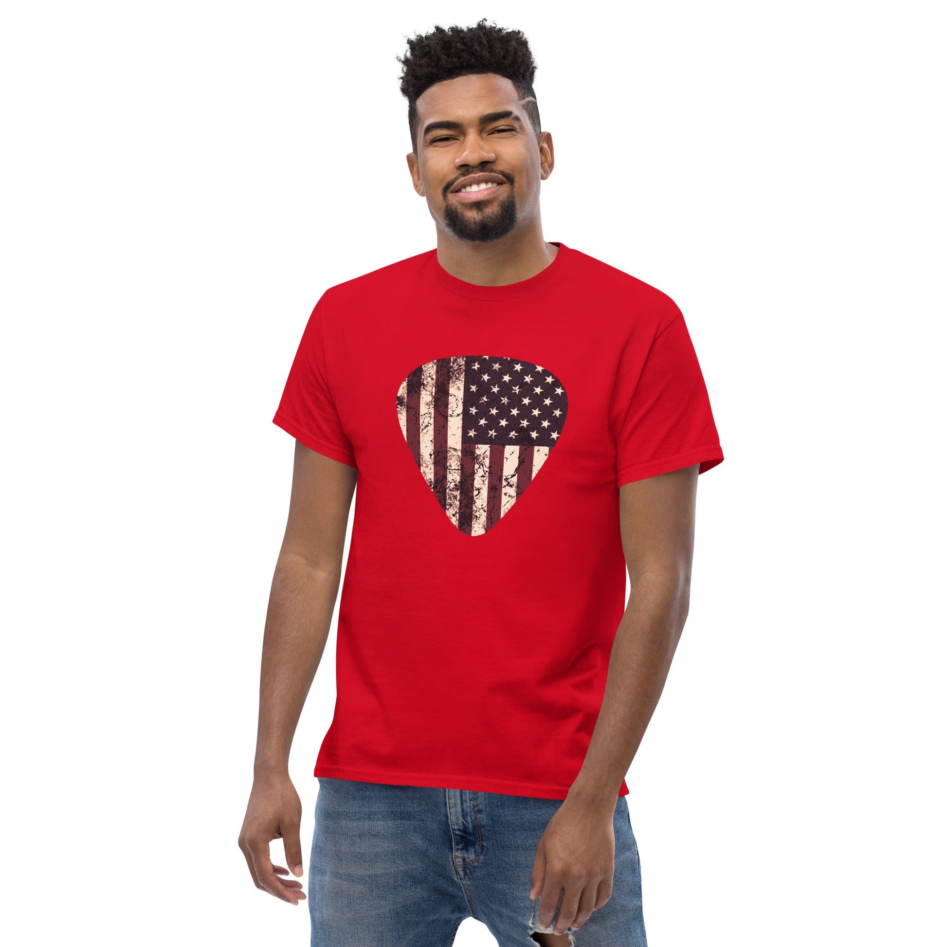 Vintage American Flag Guitar Pick T-shirt