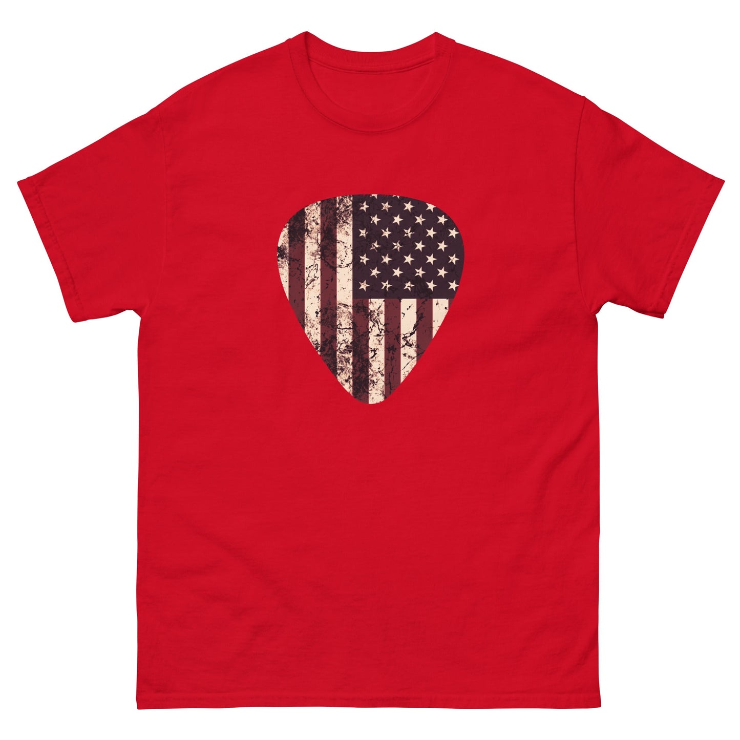 Vintage American Flag Guitar Pick T-shirt Red / S