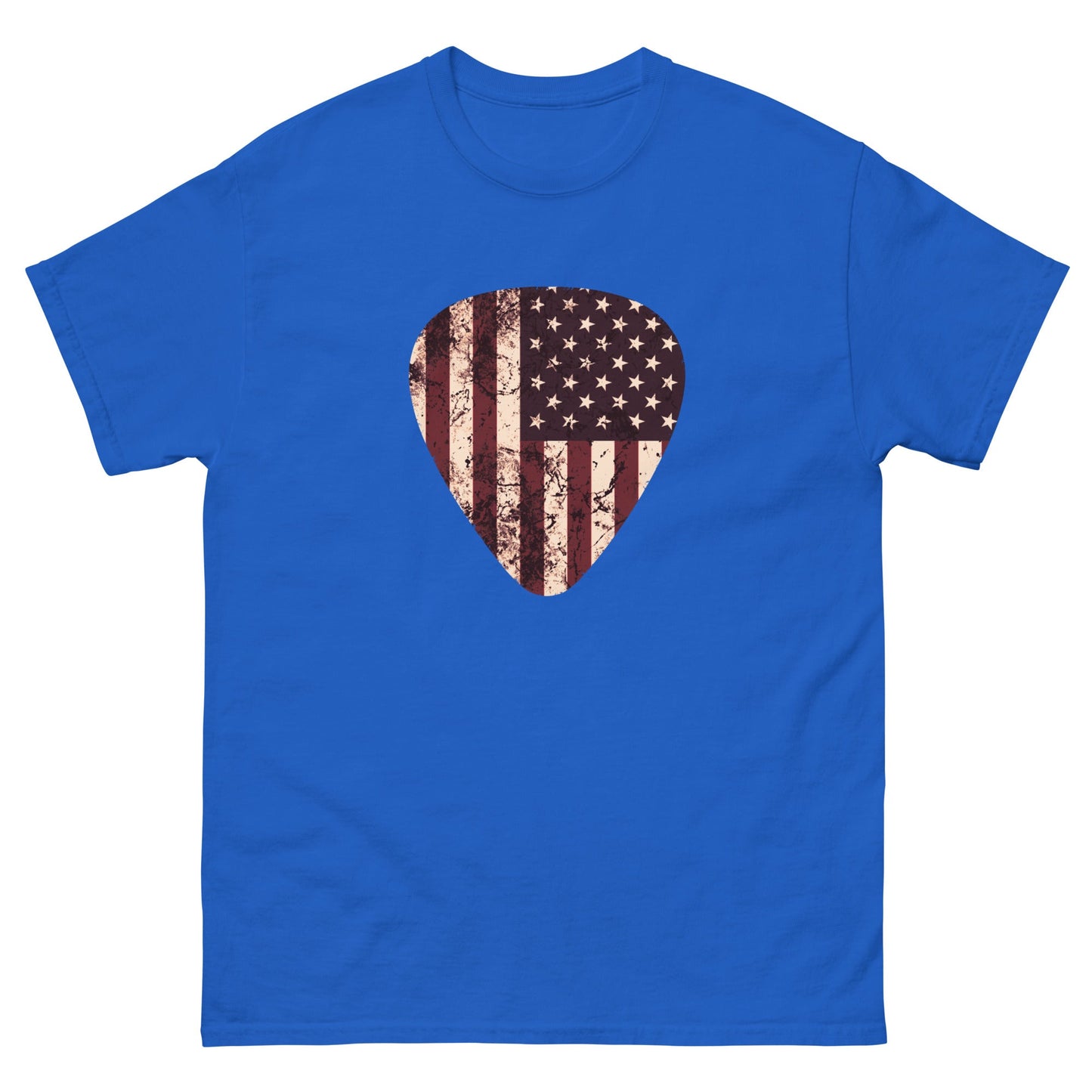 Vintage American Flag Guitar Pick T-shirt Royal / S