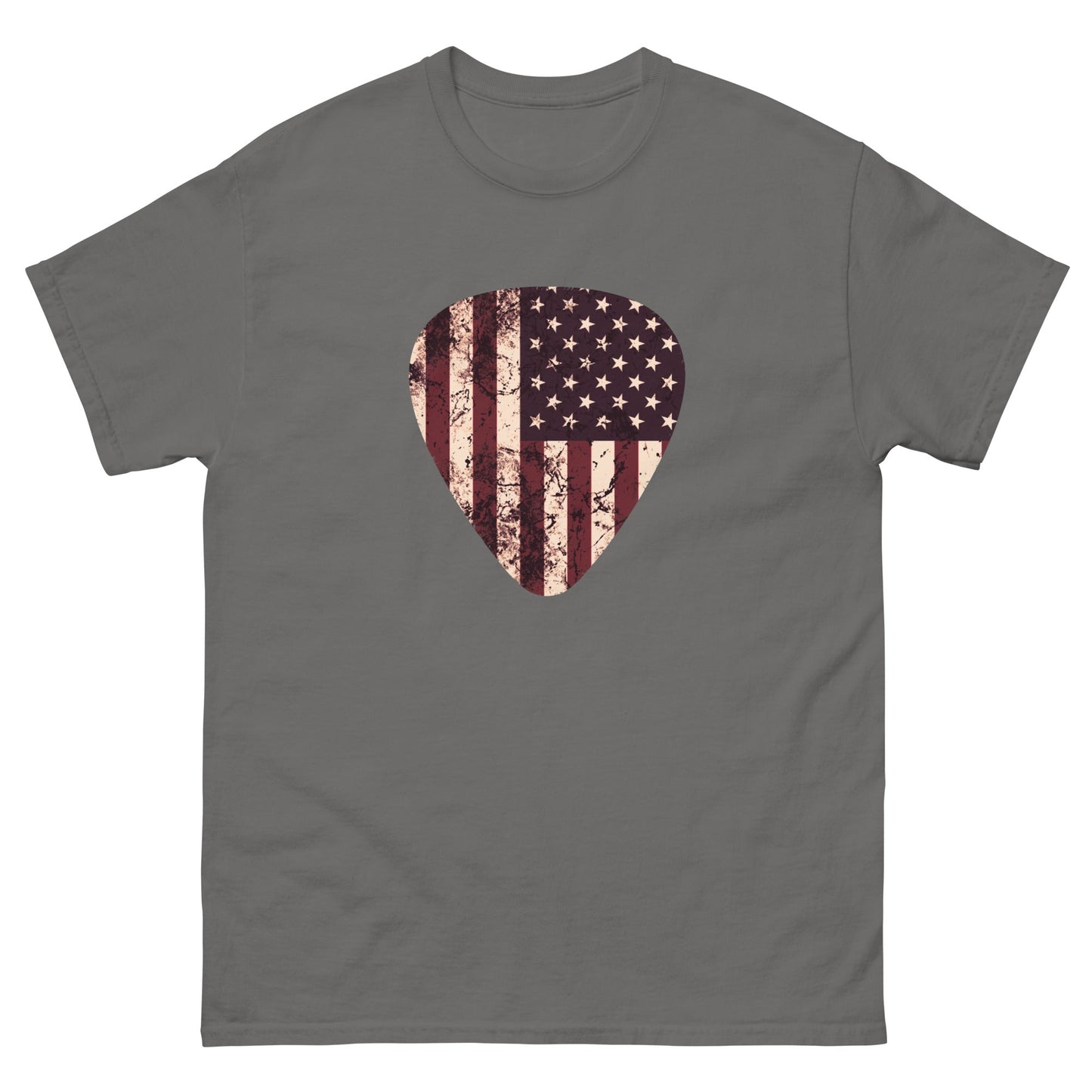 Vintage American Flag Guitar Pick T-shirt Charcoal / S