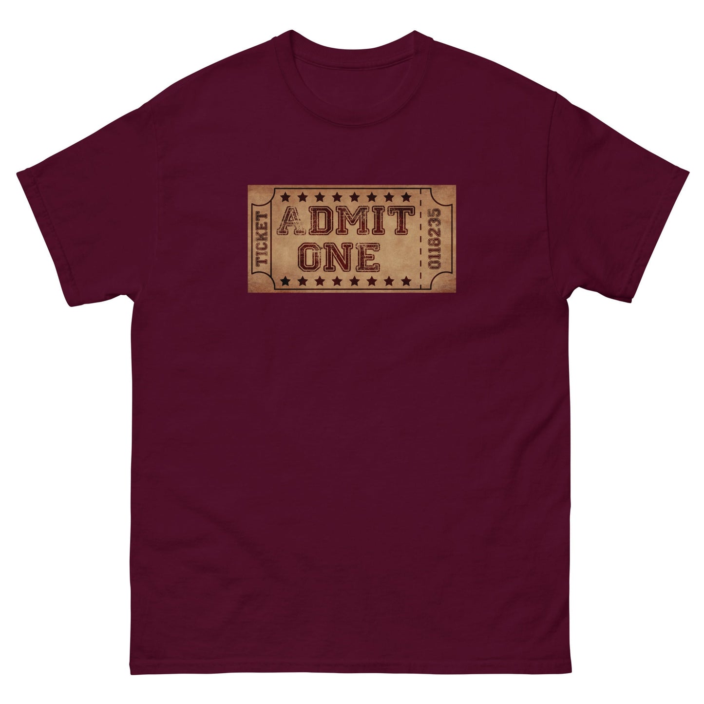 Scar Design Maroon / S Vintage Cinema Ticket T-shirt