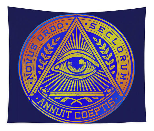 Vintage Illuminati Symbol Novus Ordo Seal - Tapestry
