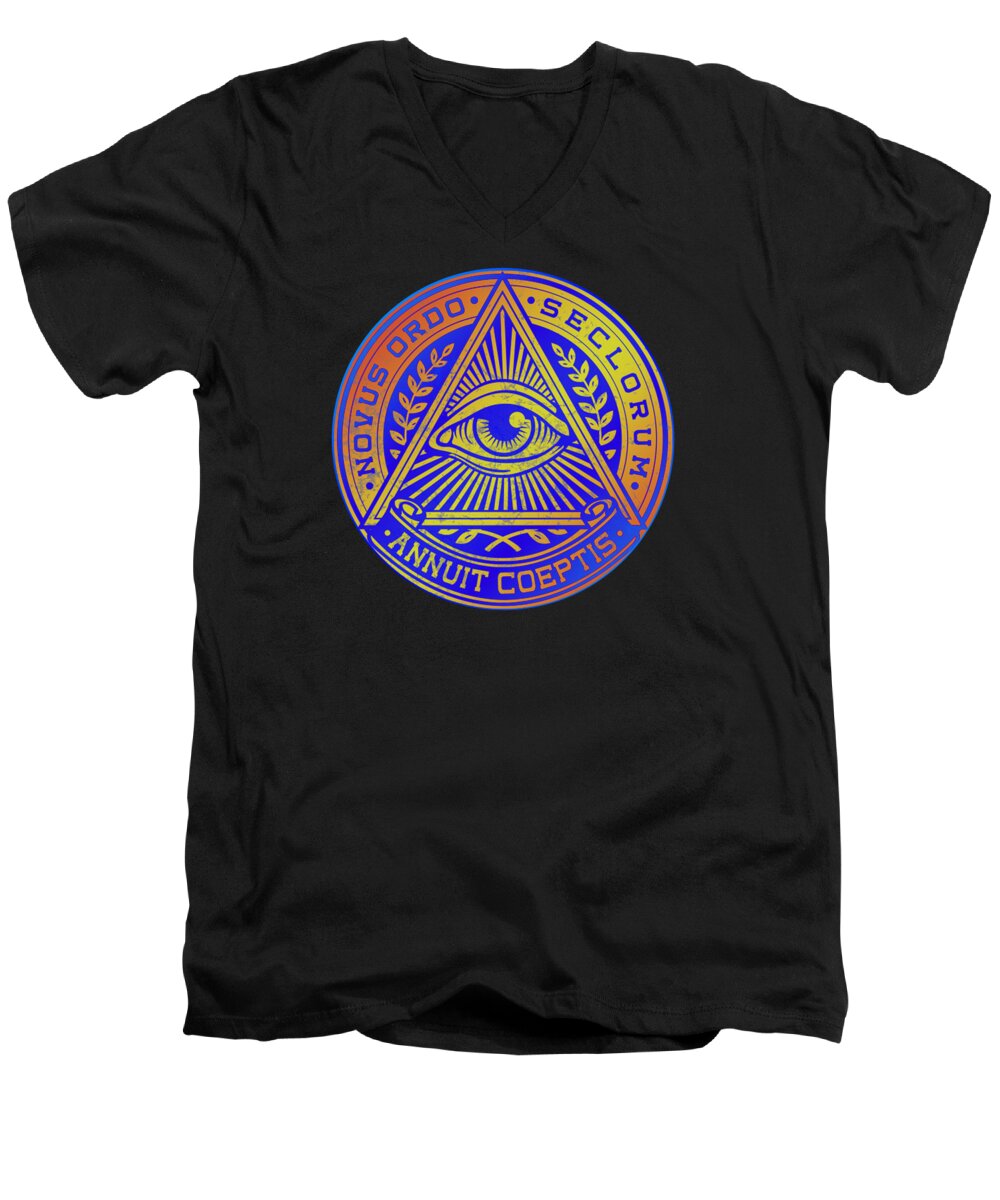 Vintage Illuminati Symbol Novus Ordo Seal - Men's V-Neck T-Shirt