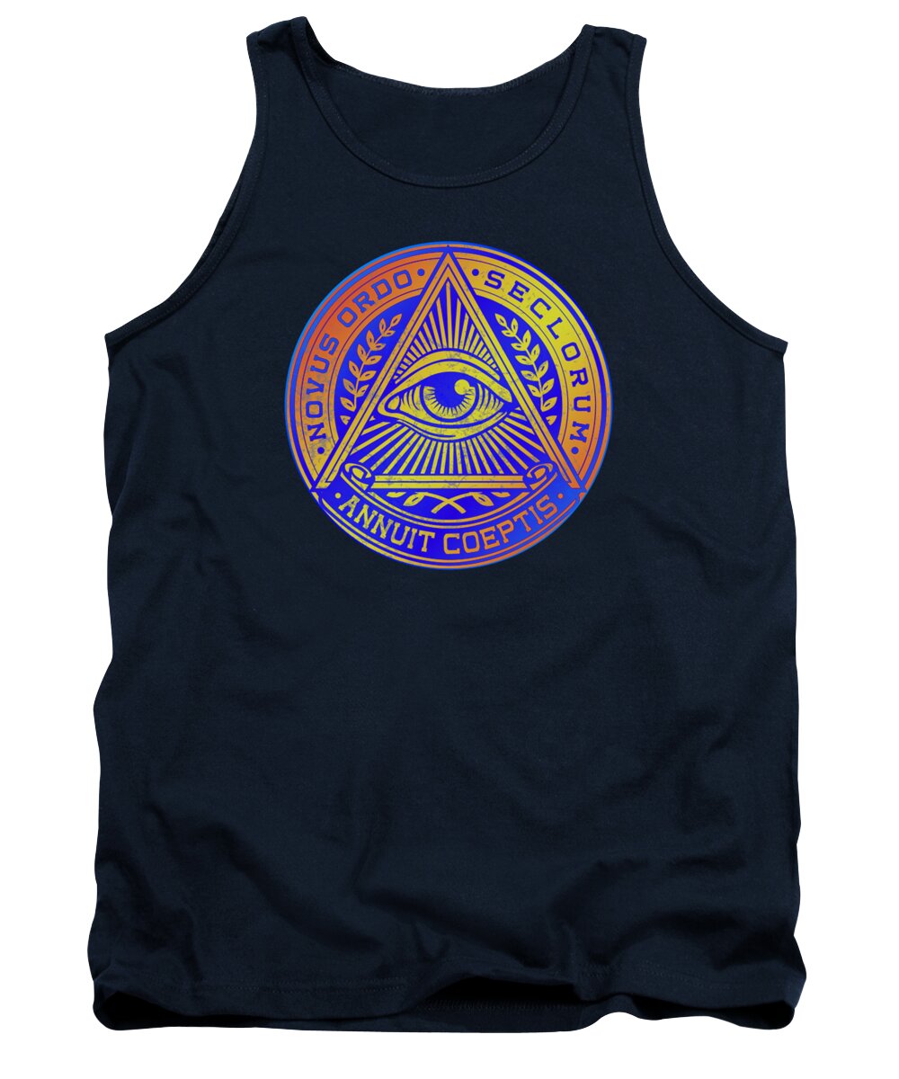 Vintage Illuminati Symbol Novus Ordo Seal - Tank Top