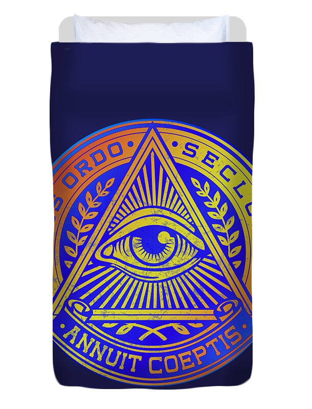 Vintage Illuminati Symbol Novus Ordo Seal - Duvet Cover