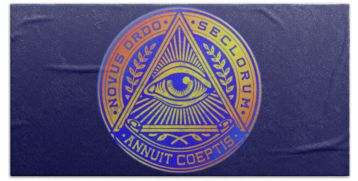 Vintage Illuminati Symbol Novus Ordo Seal - Beach Towel