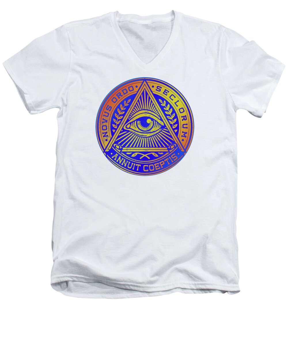 Vintage Illuminati Symbol Novus Ordo Seal - Men's V-Neck T-Shirt