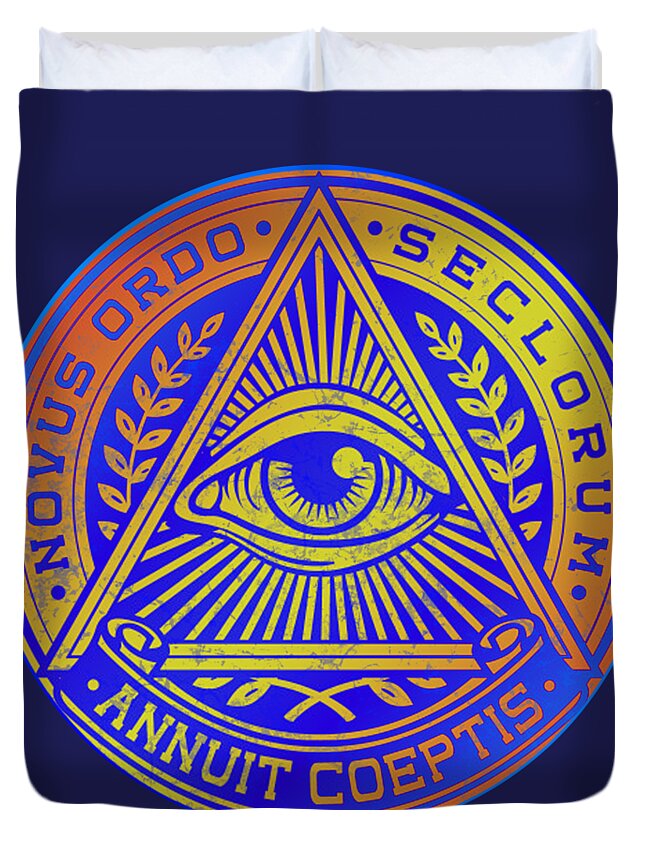 Vintage Illuminati Symbol Novus Ordo Seal - Duvet Cover