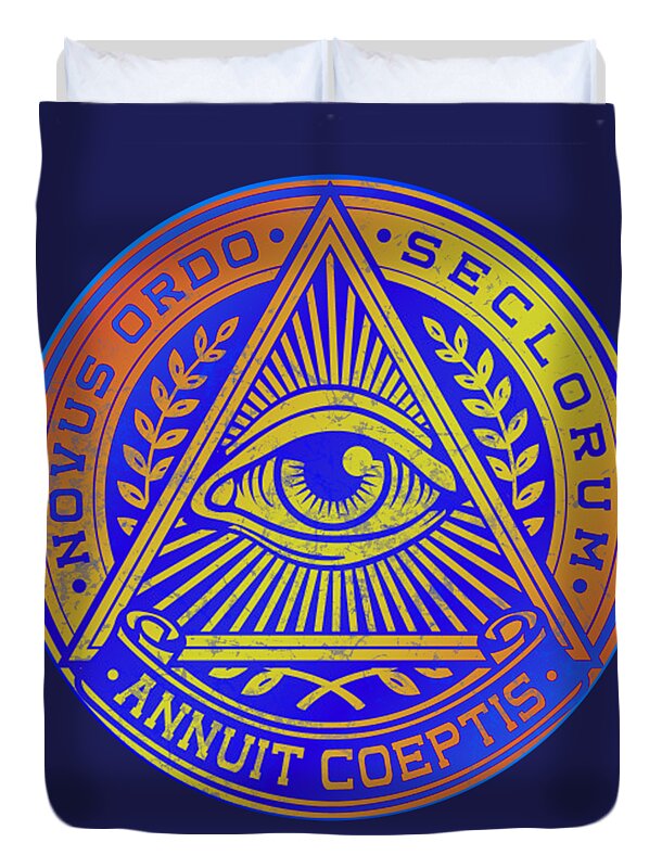 Vintage Illuminati Symbol Novus Ordo Seal - Duvet Cover