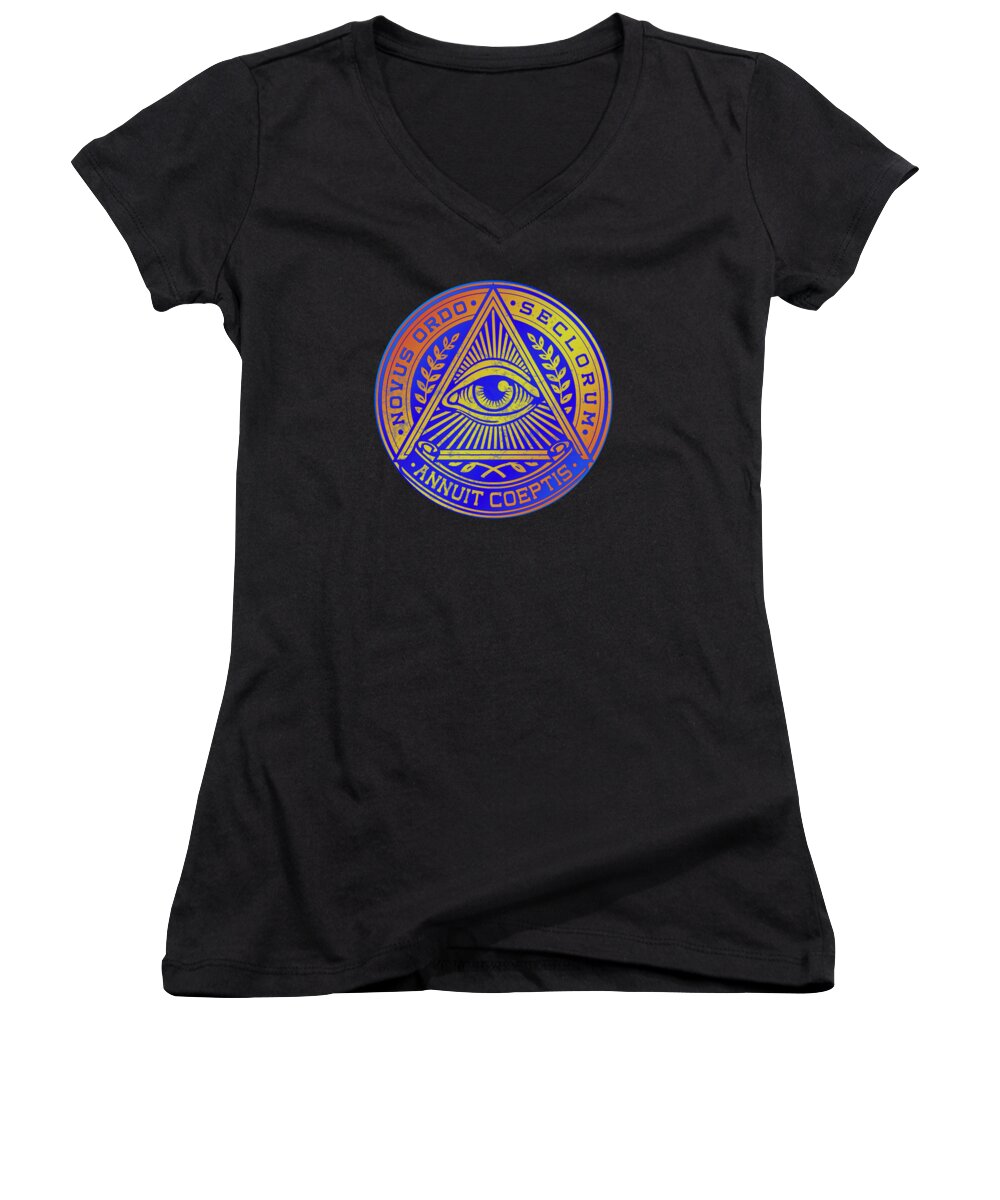 Vintage Illuminati Symbol Novus Ordo Seal - Women's V-Neck