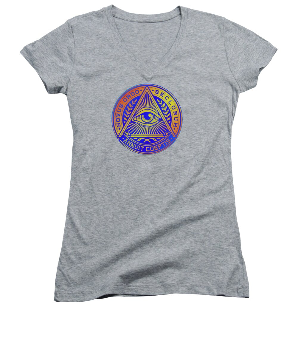 Vintage Illuminati Symbol Novus Ordo Seal - Women's V-Neck