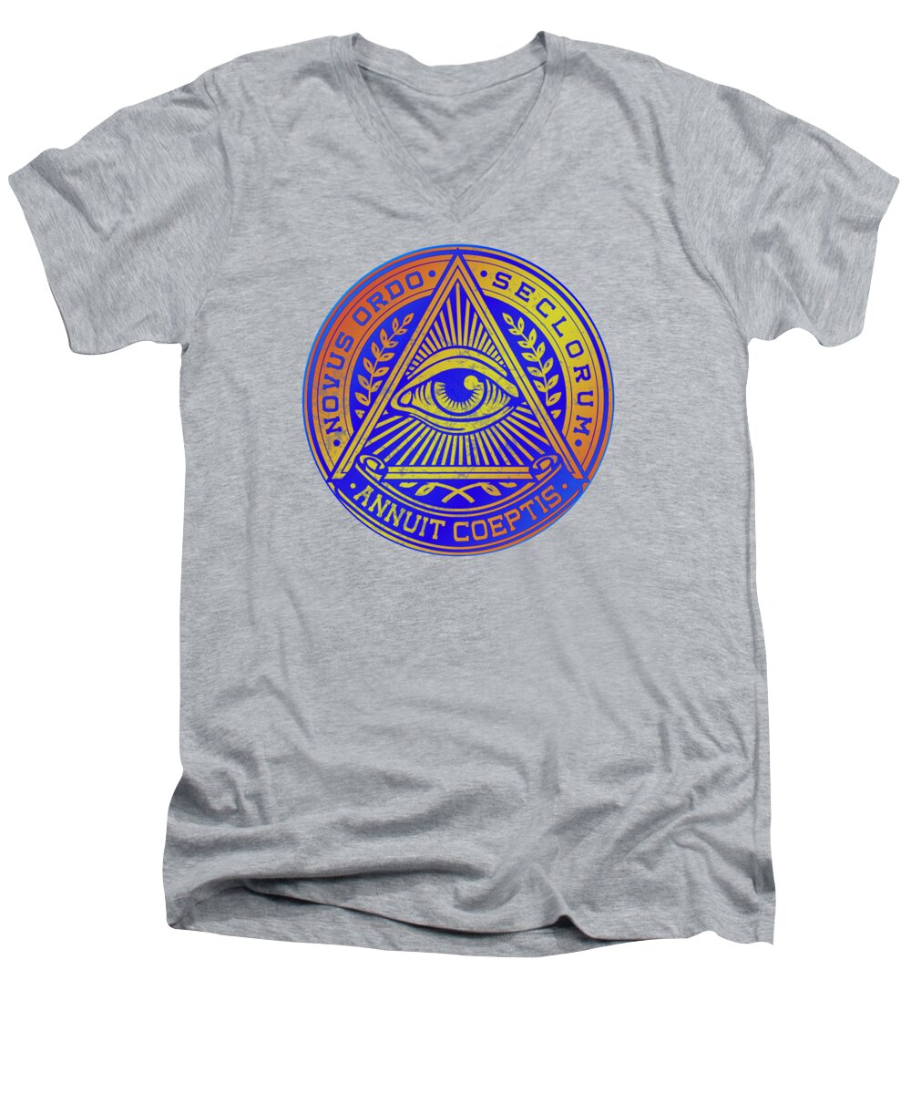 Vintage Illuminati Symbol Novus Ordo Seal - Men's V-Neck T-Shirt