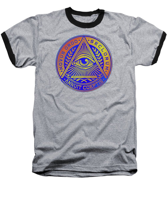 Vintage Illuminati Symbol Novus Ordo Seal - Baseball T-Shirt