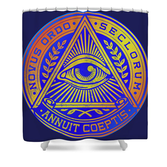 Vintage Illuminati Symbol Novus Ordo Seal - Shower Curtain