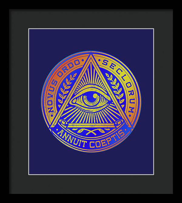 Vintage Illuminati Symbol Novus Ordo Seal - Framed Print