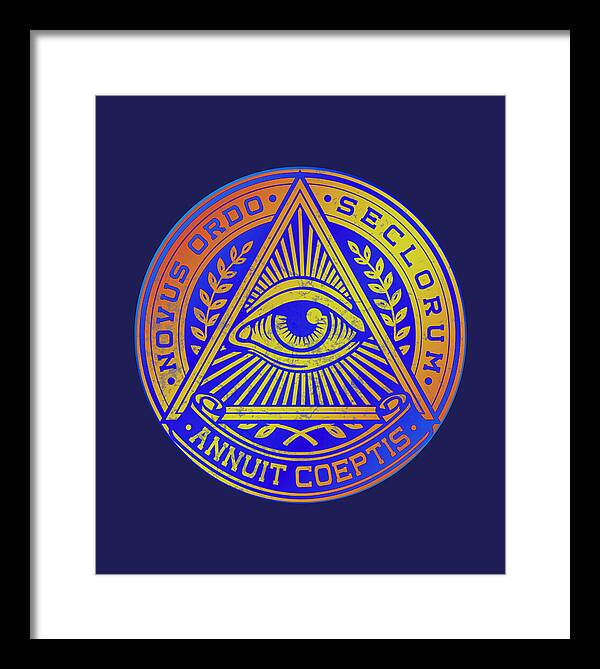 Vintage Illuminati Symbol Novus Ordo Seal - Framed Print