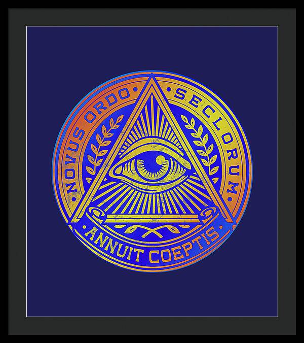 Vintage Illuminati Symbol Novus Ordo Seal - Framed Print