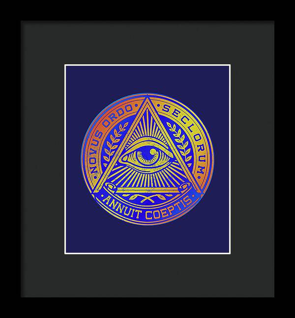 Vintage Illuminati Symbol Novus Ordo Seal - Framed Print