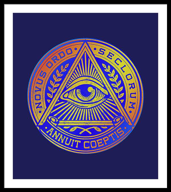 Vintage Illuminati Symbol Novus Ordo Seal - Framed Print