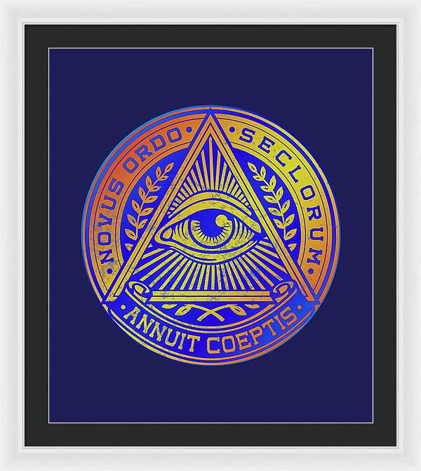 Vintage Illuminati Symbol Novus Ordo Seal - Framed Print