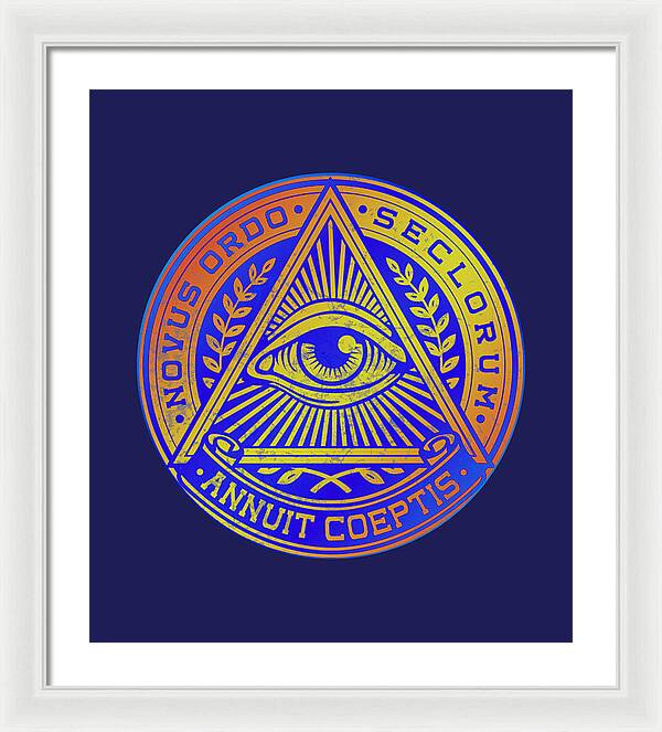 Vintage Illuminati Symbol Novus Ordo Seal - Framed Print