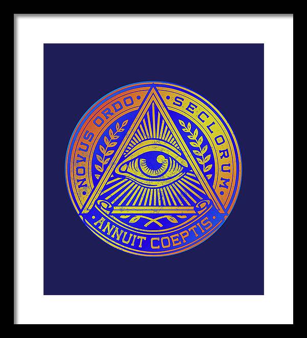 Vintage Illuminati Symbol Novus Ordo Seal - Framed Print