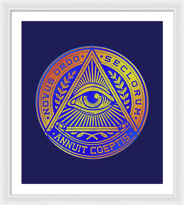 Vintage Illuminati Symbol Novus Ordo Seal - Framed Print