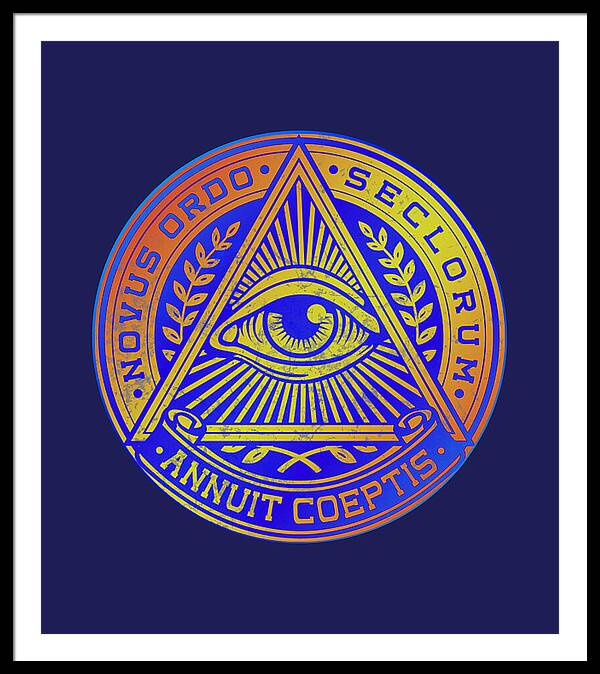 Vintage Illuminati Symbol Novus Ordo Seal - Framed Print