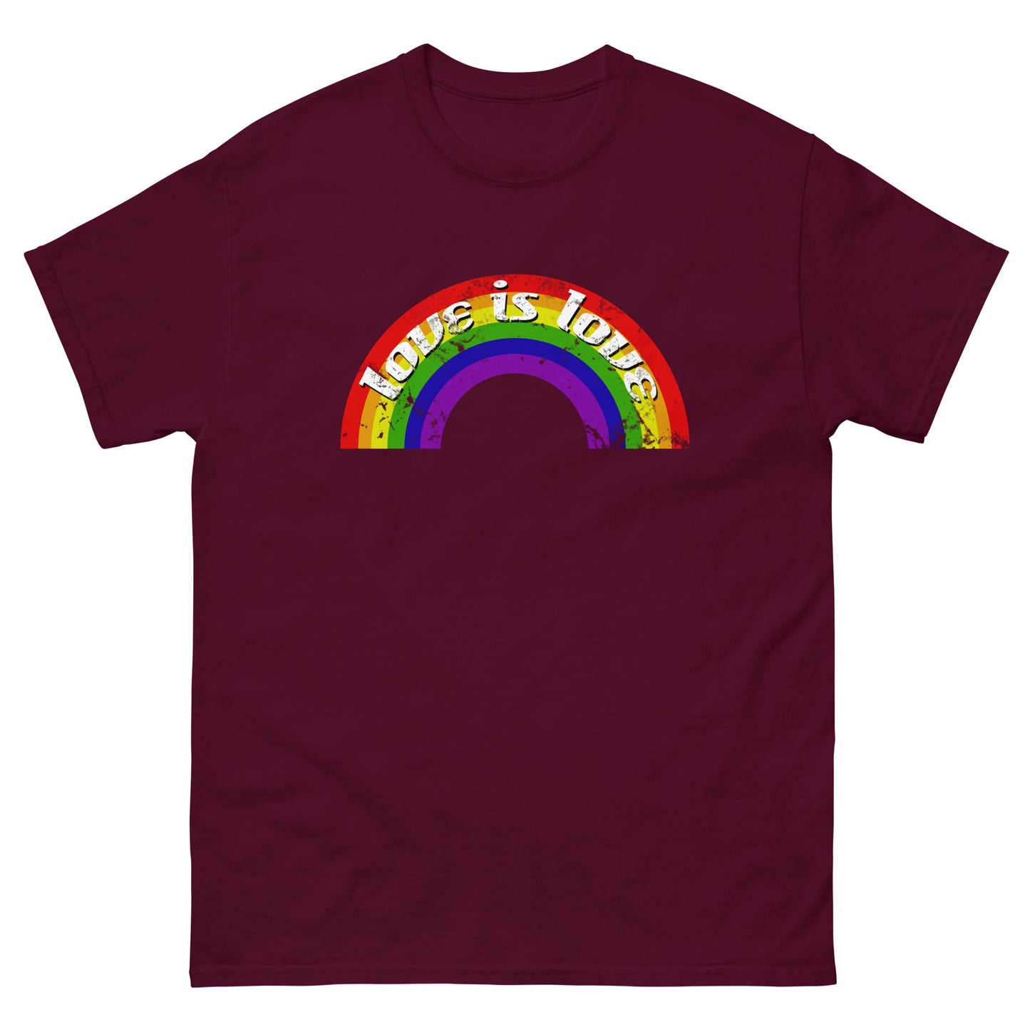 Scar Design Maroon / S Vintage LGBT Rainbow Love Is Love T-shirt