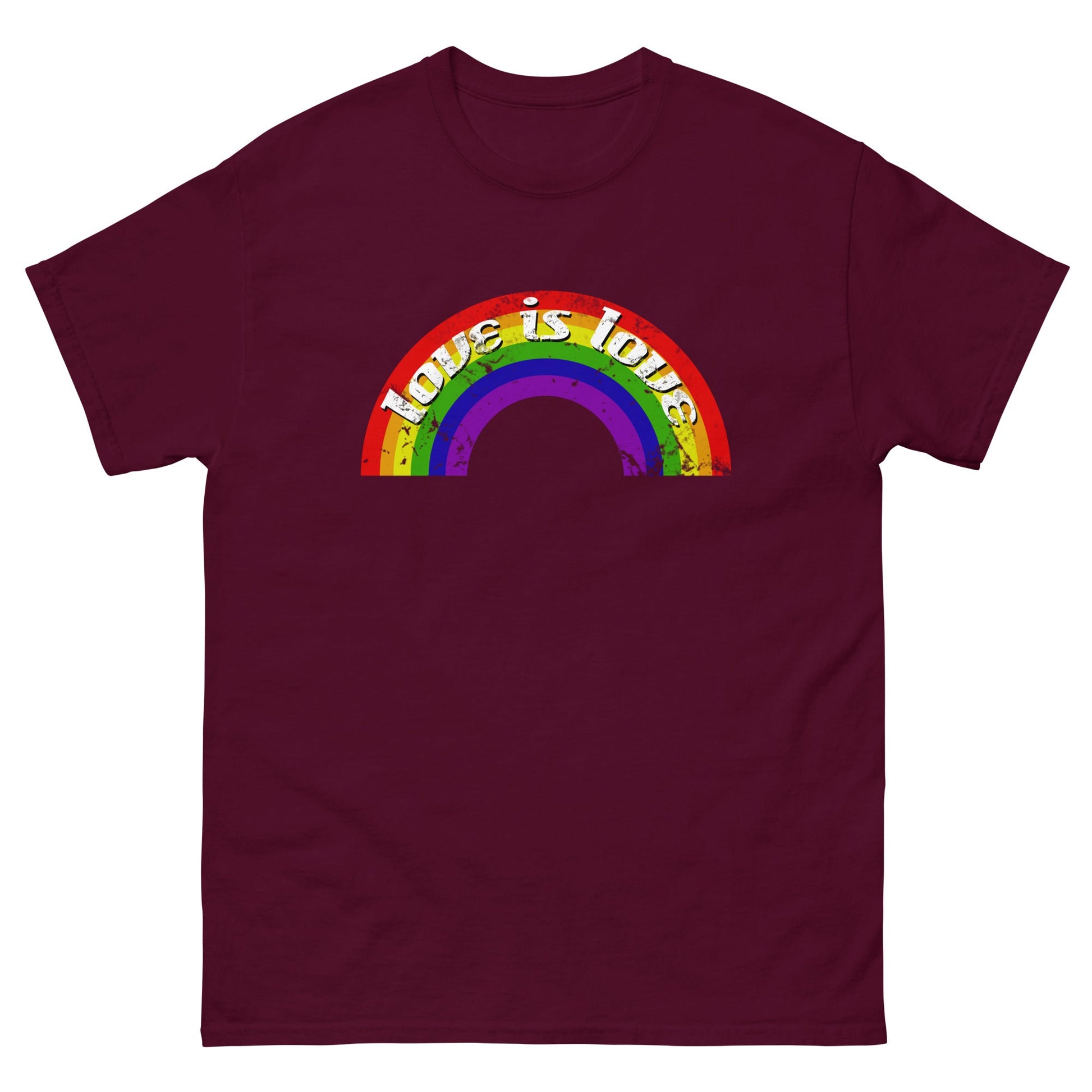 Scar Design Maroon / S Vintage LGBT Rainbow Love Is Love T-shirt