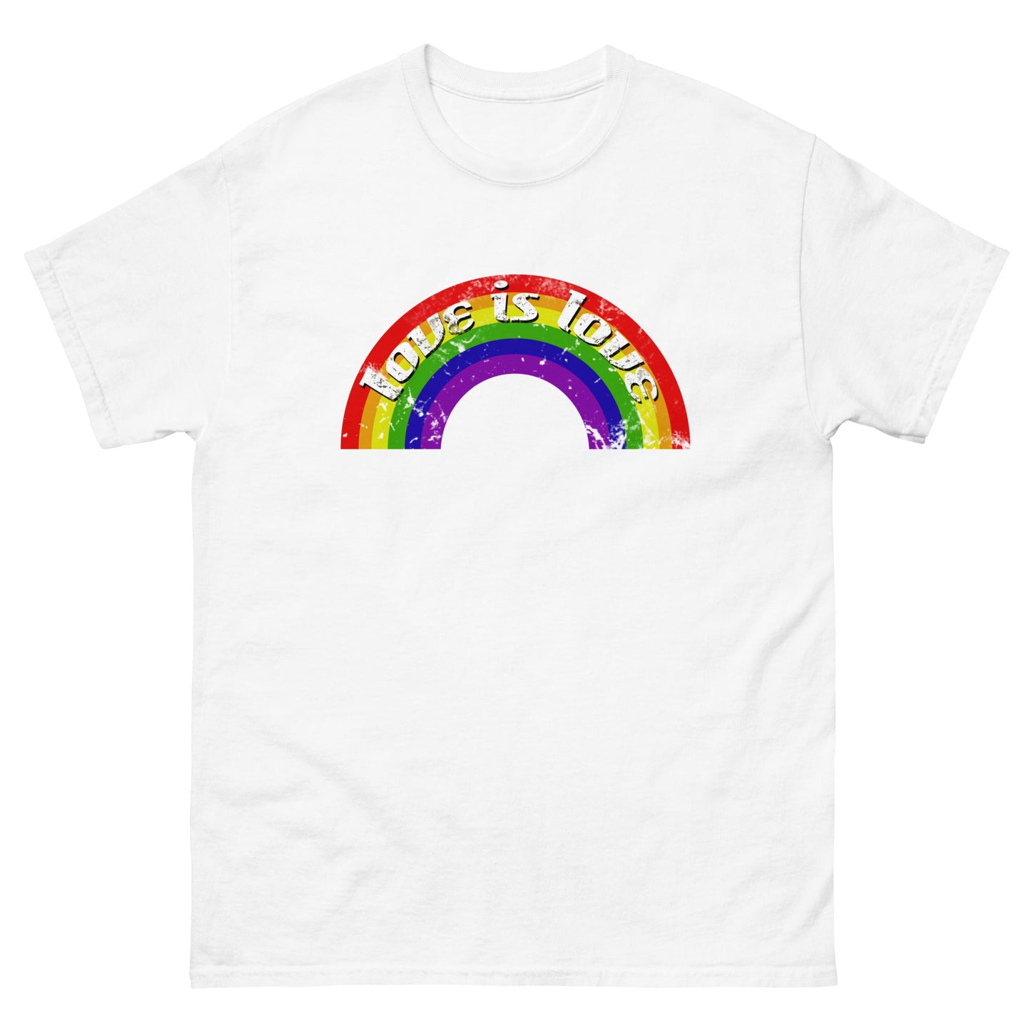 Scar Design White / S Vintage LGBT Rainbow Love Is Love T-shirt