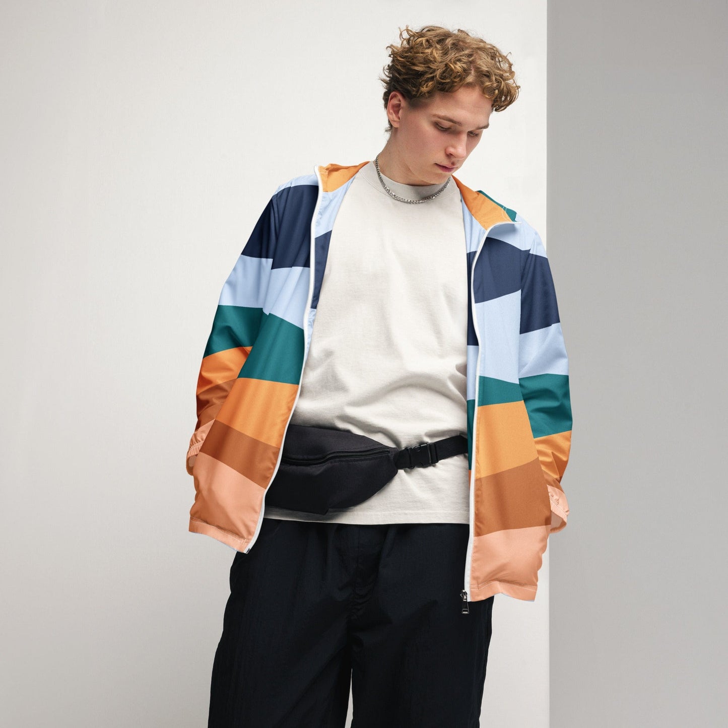 Vintage Sunset Men’s Windbreaker Jacket, Casual Streetwear, Lightweight Windbreaker, Men’s Jacket for Spring & Fall