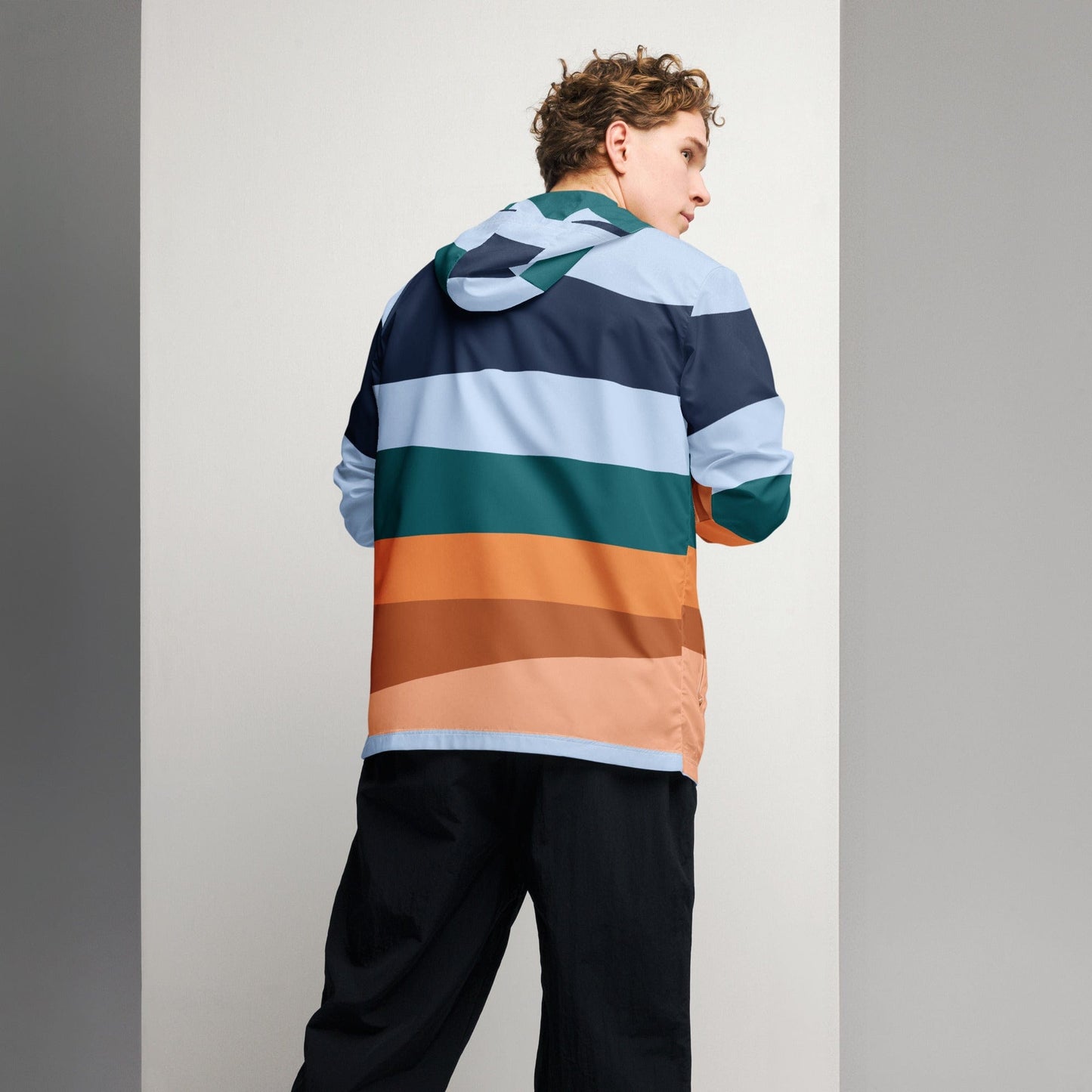 Vintage Sunset Men’s Windbreaker Jacket, Casual Streetwear, Lightweight Windbreaker, Men’s Jacket for Spring & Fall