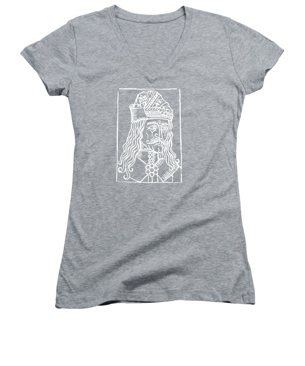 Vlad Tepes Dracula Woodcut - Women's V-Neck