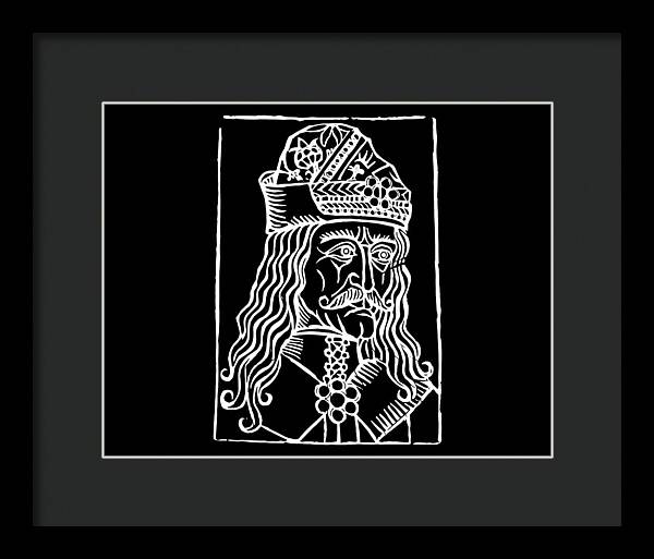 Vlad Tepes Dracula Woodcut - Framed Print