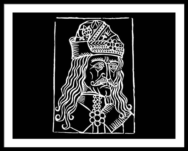 Vlad Tepes Dracula Woodcut - Framed Print