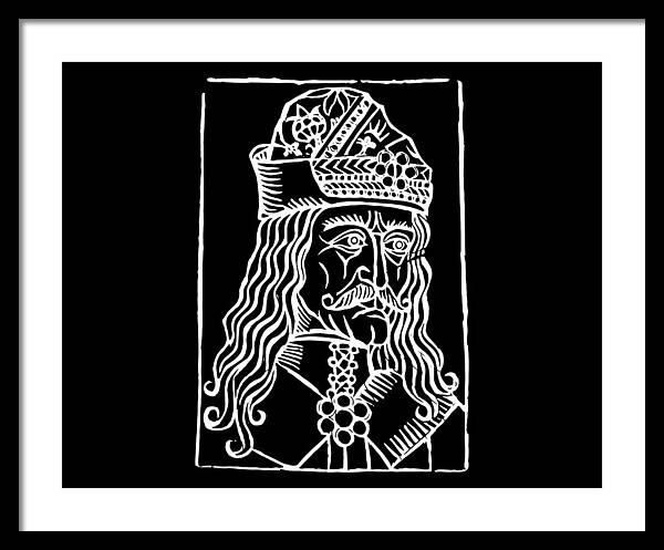 Vlad Tepes Dracula Woodcut - Framed Print