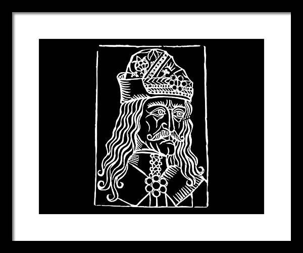Vlad Tepes Dracula Woodcut - Framed Print