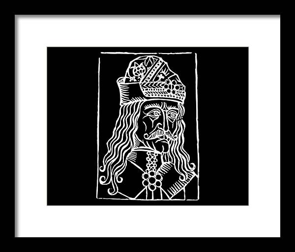 Vlad Tepes Dracula Woodcut - Framed Print