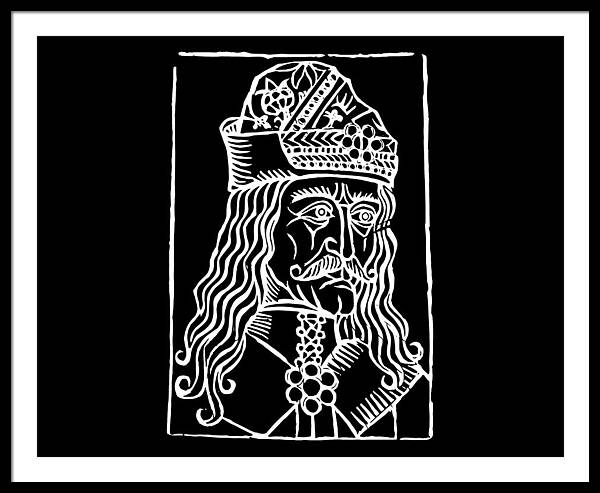 Vlad Tepes Dracula Woodcut - Framed Print