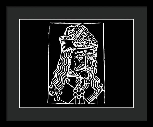 Vlad Tepes Dracula Woodcut - Framed Print