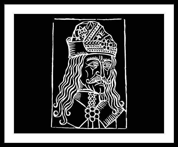 Vlad Tepes Dracula Woodcut - Framed Print