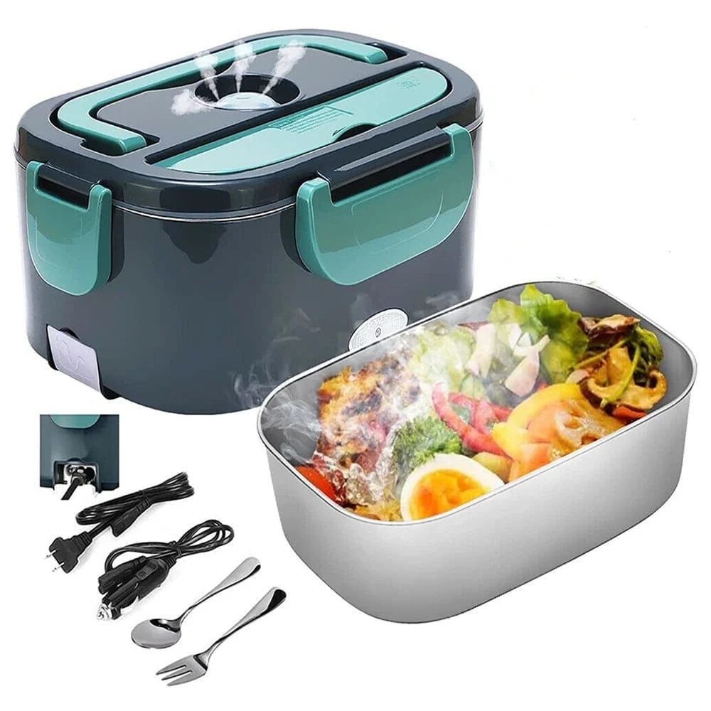 12V /24V /110V Stainless Steel Electric Heating Lunch Box for Home Car Office School Green