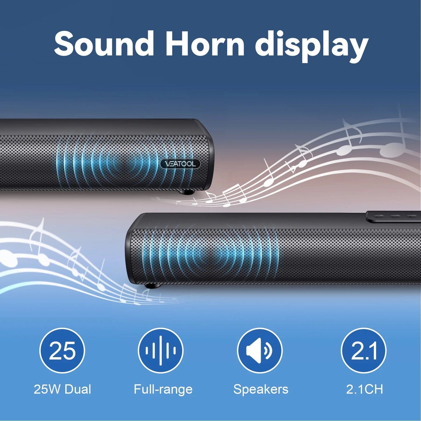 2.1Ch Sound Bars for TV, Soundbar with Subwoofer, Wired & Wireless Bluetooth 5.0 3D Surround Speakers, Optical/Hdmi/Aux/Rca/Usb Connection, Wall Mountable Black