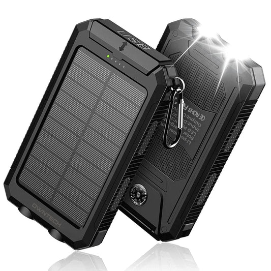 20000Mah Portable Power Bank Solar Charger for Cell Phone and Android, Solar Phone Chargers with Dual 5V USB Ports and 2 Led Flashlight Black