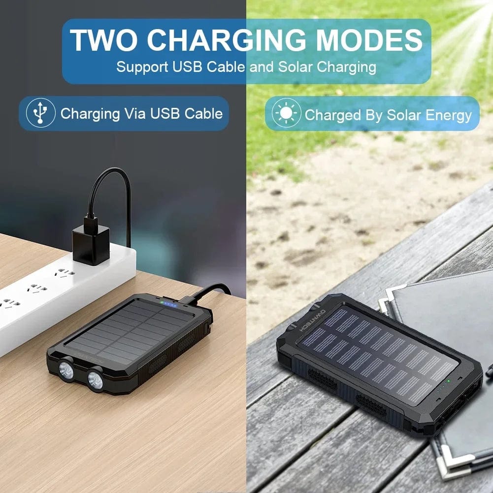 20000Mah Portable Power Bank Solar Charger for Cell Phone and Android, Solar Phone Chargers with Dual 5V USB Ports and 2 Led Flashlight Black