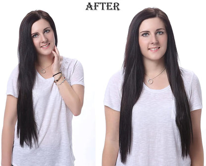 24" Straight Synthetic Clip in Hair Extensions. 7 Individual Pieces for Multiple Styles.140G (Bug-Wine Red) Bug -Wine Red