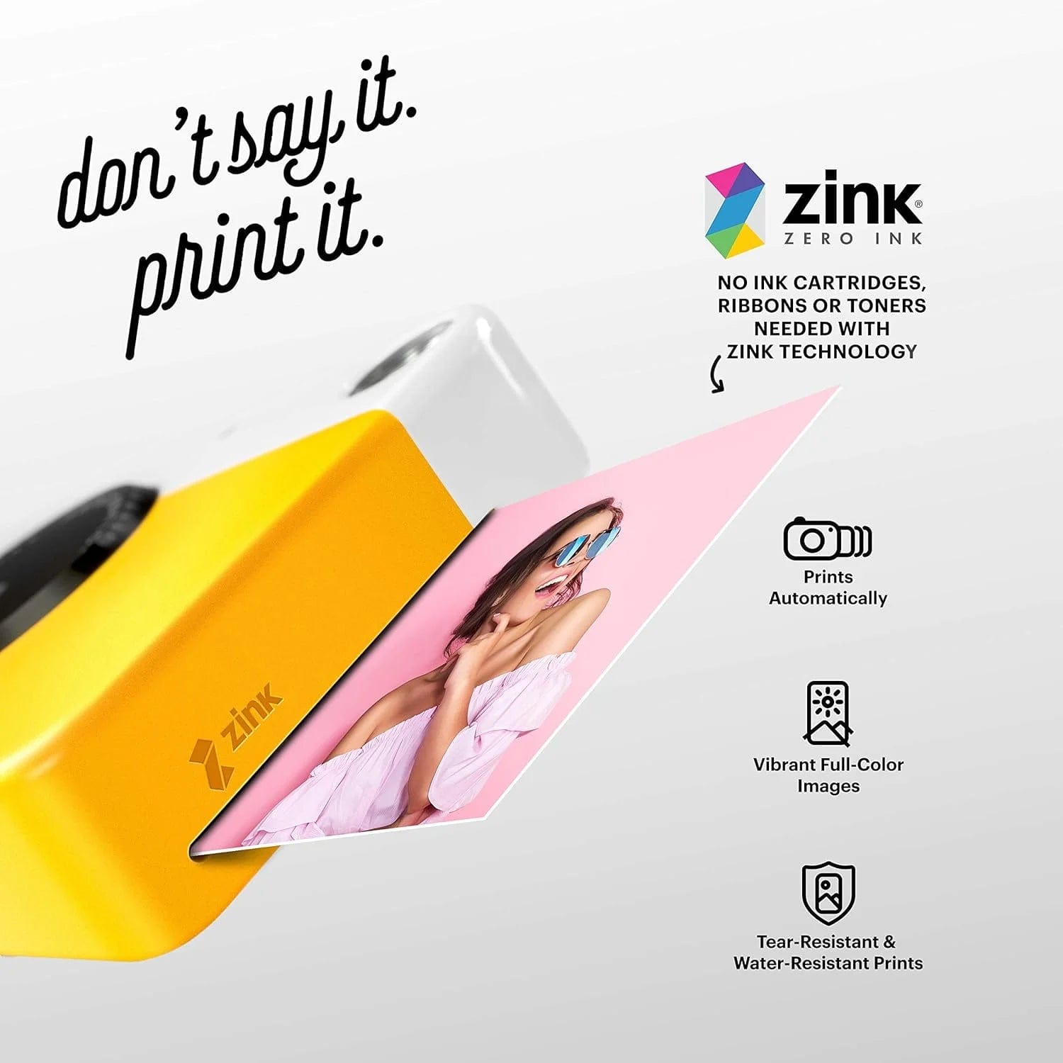 Printomatic Instant Print Camera - Prints on Zink 2" X 3" Photo Paper (Yellow)