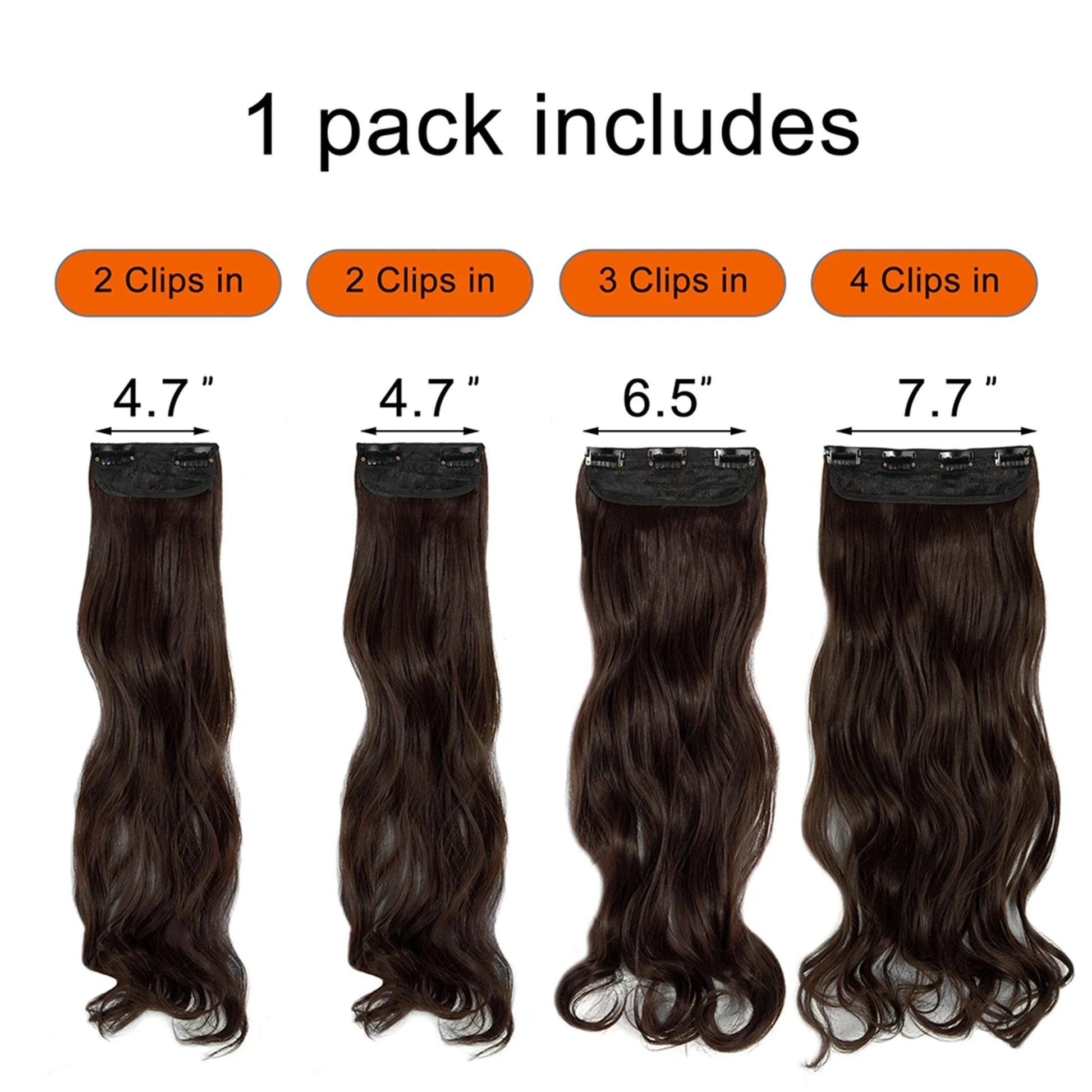 4Pcs Curly Weave Clip in Hair Extensions, Hair Pieces with 11 Clips, 24 Inch Wavy Hairpieces for Women Beauty and Fashion- Ash Blonde Mix Bleach Blonde 280G per Set 24 Inch-Curly / Medium Brown